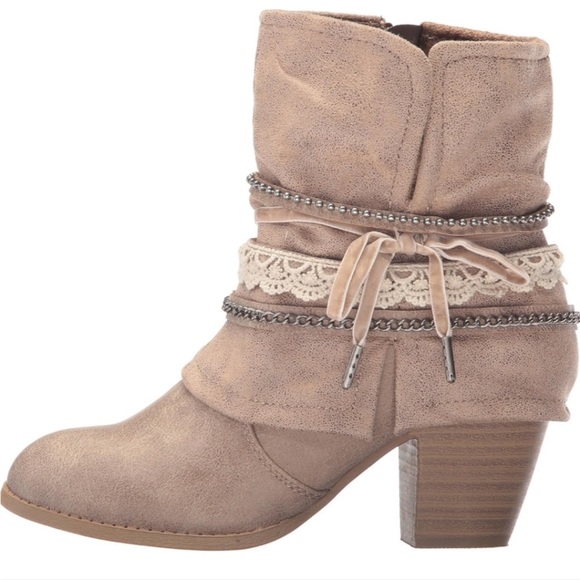 Jellypop Fedora Tan & Lace with Chains Women’s 8.5 Ankle Boots! - Picture 3 of 8